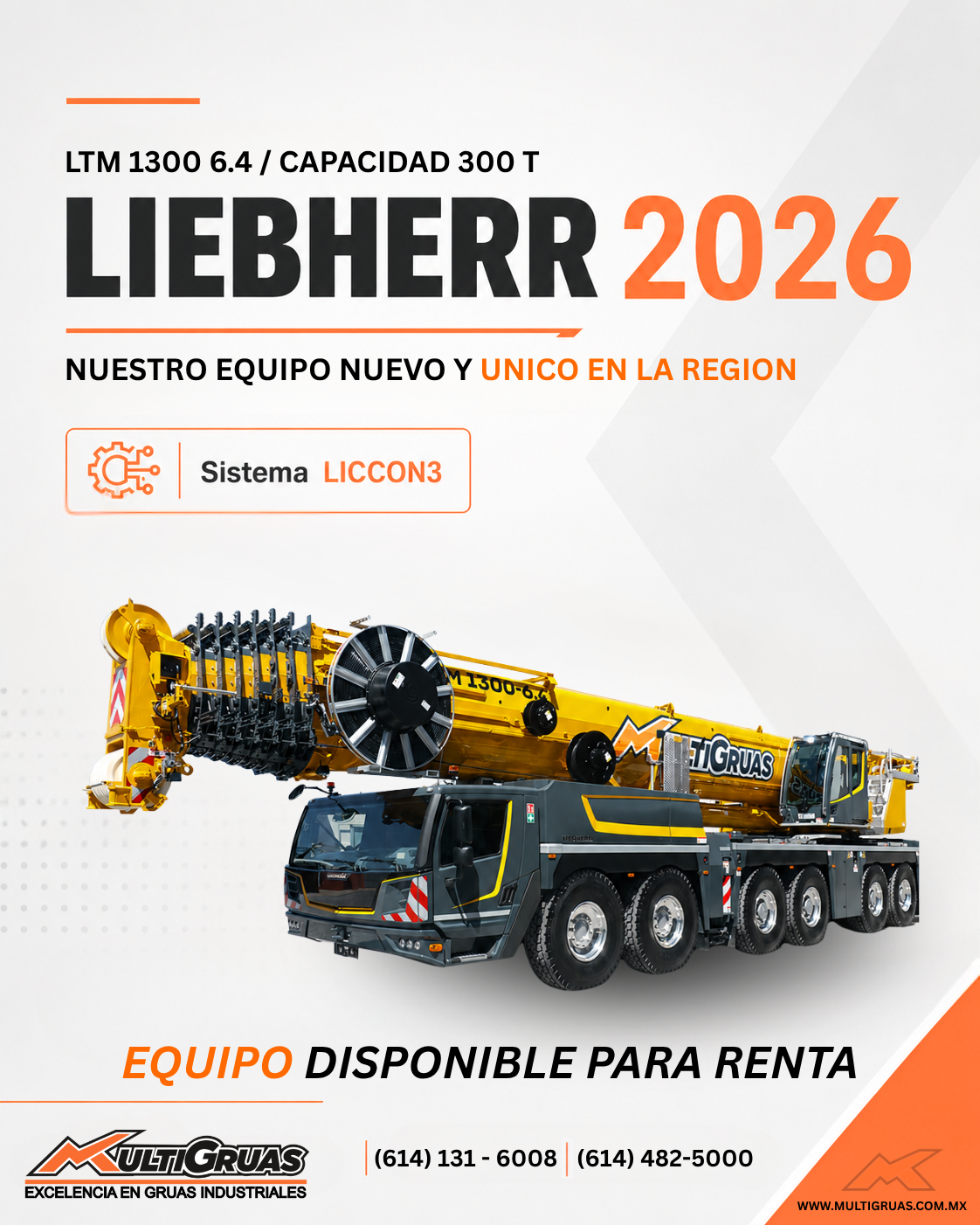 Liebherr LTM 1300-6.4: renta de grúas industriales de alta capacidad